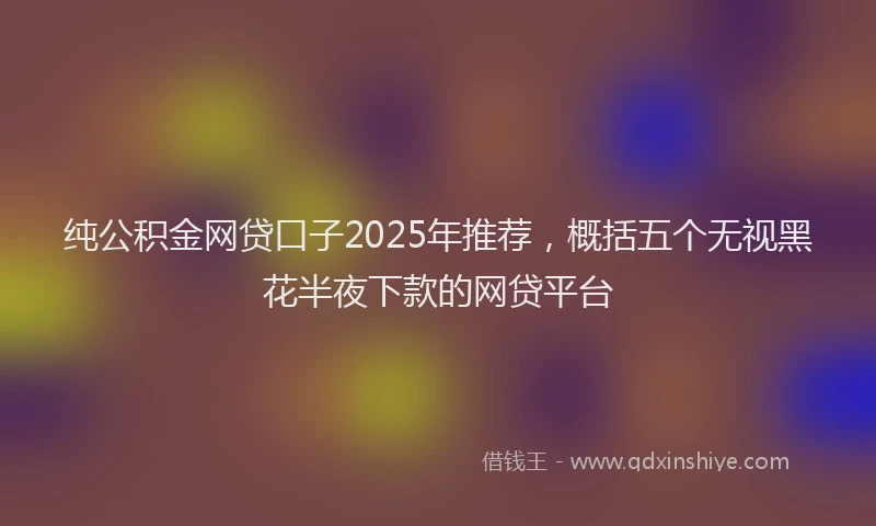 纯公积金网贷口子2025年推荐，概括五个无视黑花半夜下款的网贷平台