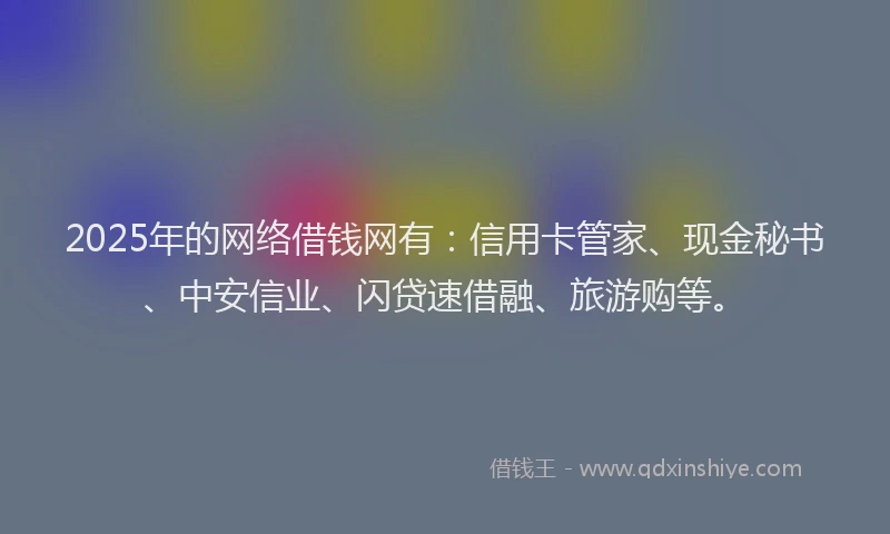 2025年的网络借钱网有：信用卡管家、现金秘书、中安信业、闪贷速借融、旅游购等。