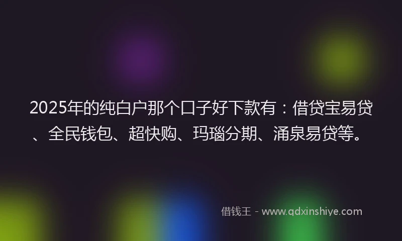2025年的纯白户那个口子好下款有：借贷宝易贷、全民钱包、超快购、玛瑙分期、涌泉易贷等。