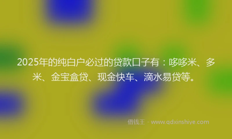 2025年的纯白户必过的贷款口子有：哆哆米、多米、金宝盒贷、现金快车、滴水易贷等。