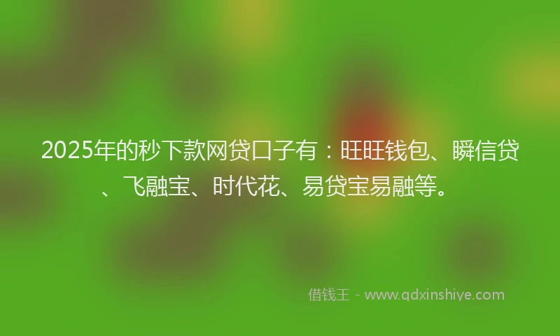 2025年的秒下款网贷口子有：旺旺钱包、瞬信贷、飞融宝、时代花、易贷宝易融等。