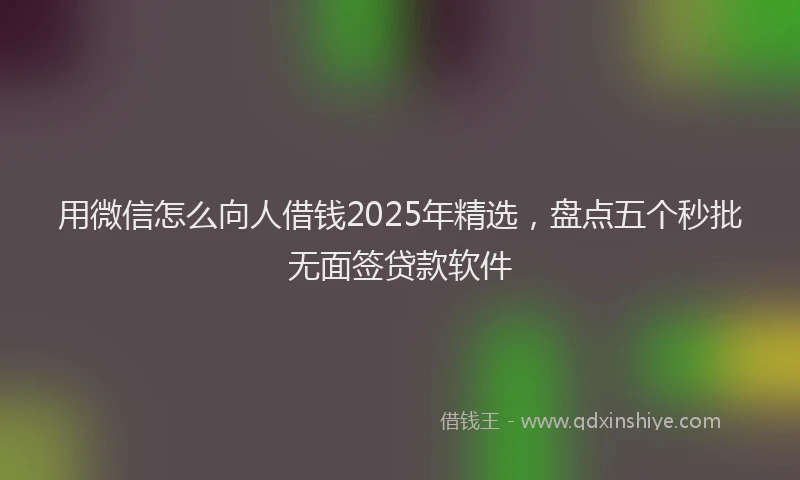 用微信怎么向人借钱2025年精选，盘点五个秒批无面签贷款软件