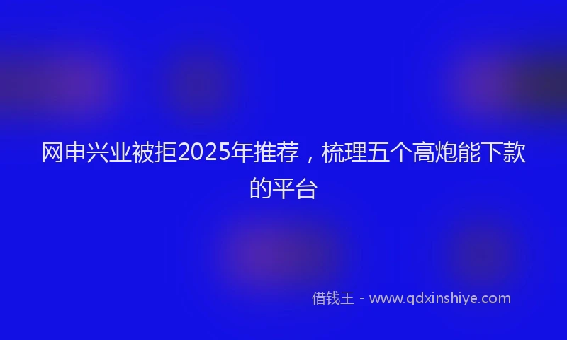 网申兴业被拒2025年推荐，梳理五个高炮能下款的平台