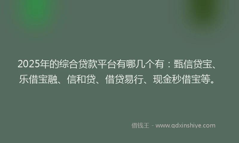 2025年的综合贷款平台有哪几个有：甄信贷宝、乐借宝融、信和贷、借贷易行、现金秒借宝等。