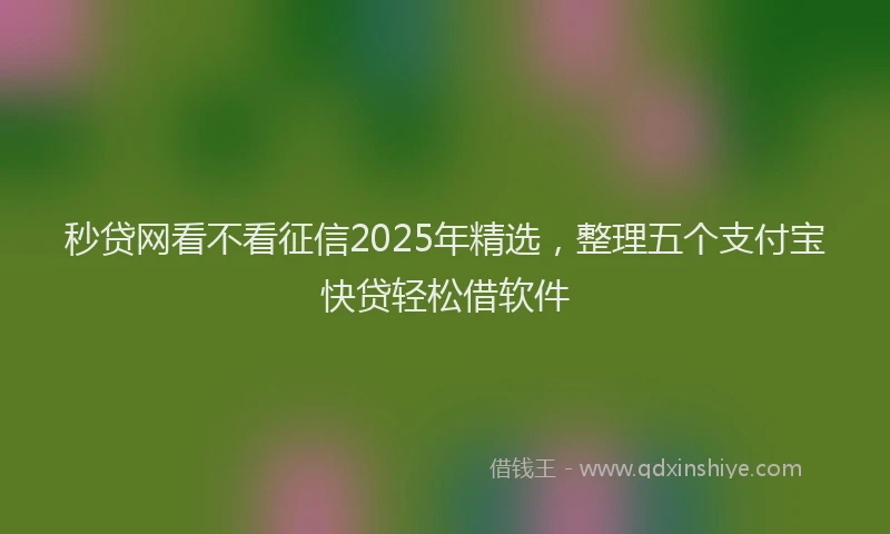 秒贷网看不看征信2025年精选，整理五个支付宝快贷轻松借软件