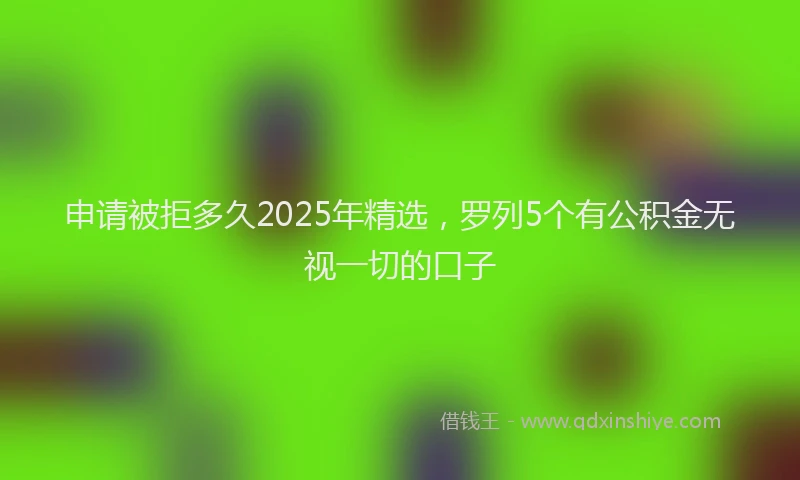 申请被拒多久2025年精选，罗列5个有公积金无视一切的口子