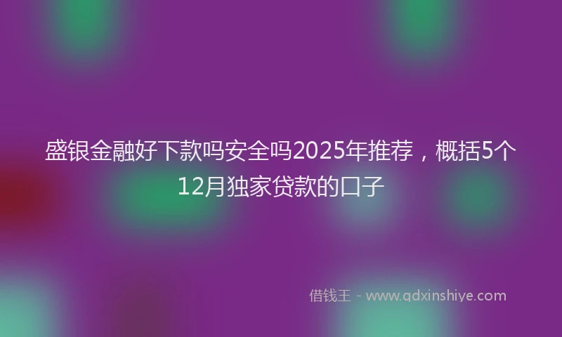 盛银金融好下款吗安全吗2025年推荐，概括5个12月独家贷款的口子