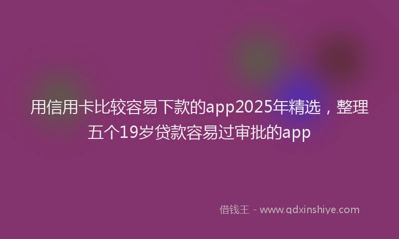 用信用卡比较容易下款的app2025年精选，整理五个19岁贷款容易过审批的app