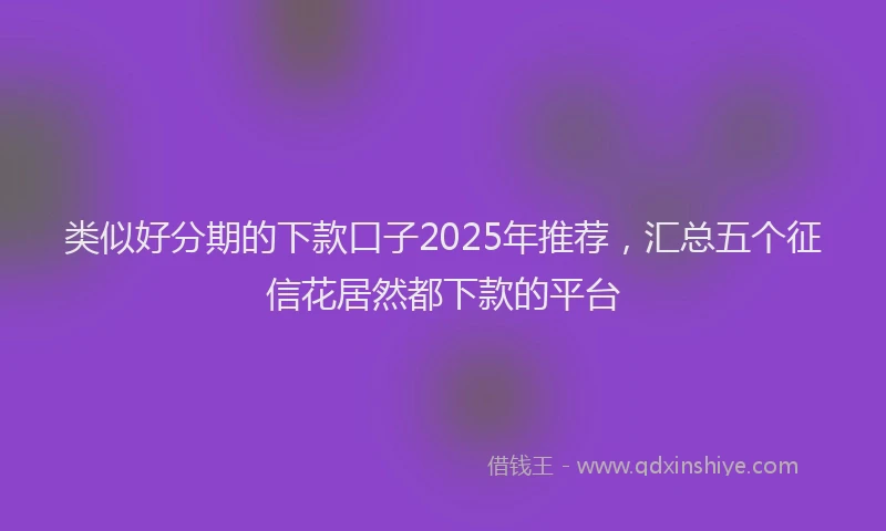 类似好分期的下款口子2025年推荐，汇总五个征信花居然都下款的平台