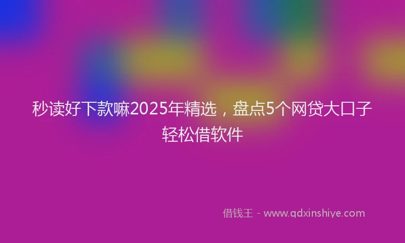 秒读好下款嘛2025年精选，盘点5个网贷大口子轻松借软件