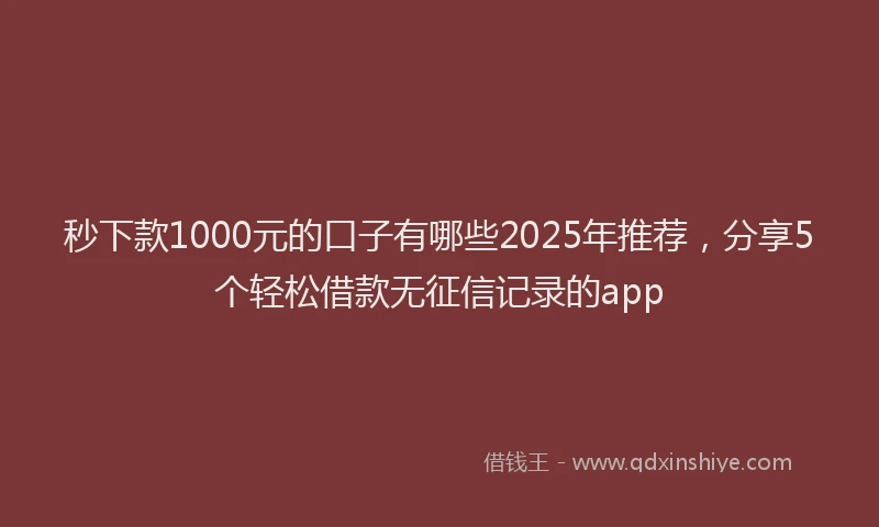 秒下款1000元的口子有哪些2025年推荐，分享5个轻松借款无征信记录的app