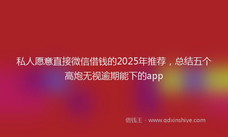 私人愿意直接微信借钱的2025年推荐，总结五个高炮无视逾期能下的app