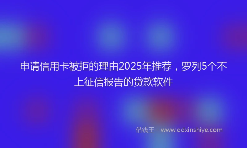 申请信用卡被拒的理由2025年推荐，罗列5个不上征信报告的贷款软件