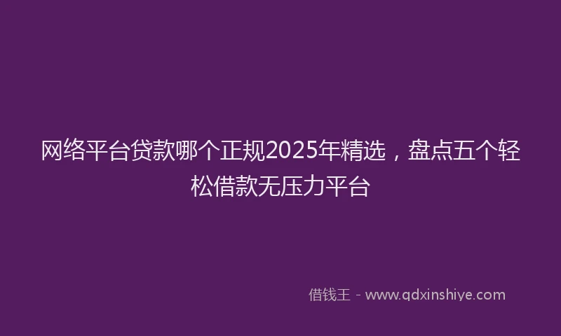 网络平台贷款哪个正规2025年精选，盘点五个轻松借款无压力平台