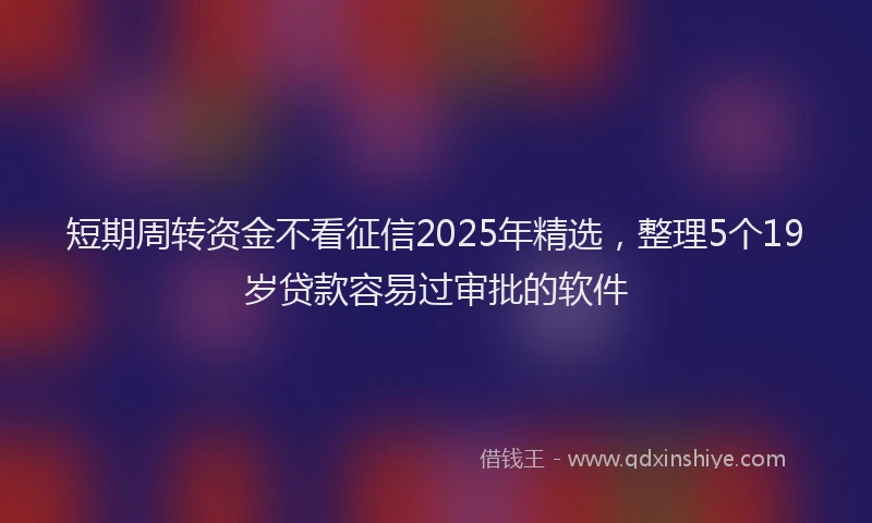 短期周转资金不看征信2025年精选，整理5个19岁贷款容易过审批的软件