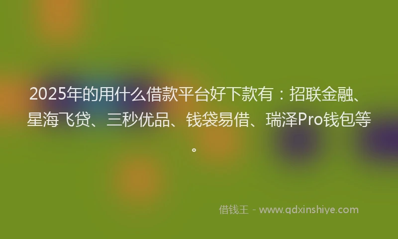 2025年的用什么借款平台好下款有：招联金融、星海飞贷、三秒优品、钱袋易借、瑞泽Pro钱包等。