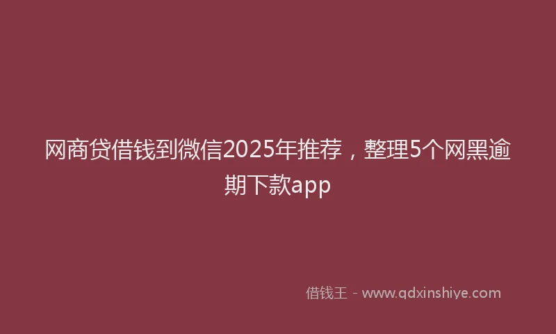 网商贷借钱到微信2025年推荐，整理5个网黑逾期下款app