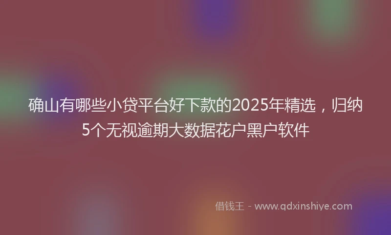 确山有哪些小贷平台好下款的2025年精选，归纳5个无视逾期大数据花户黑户软件