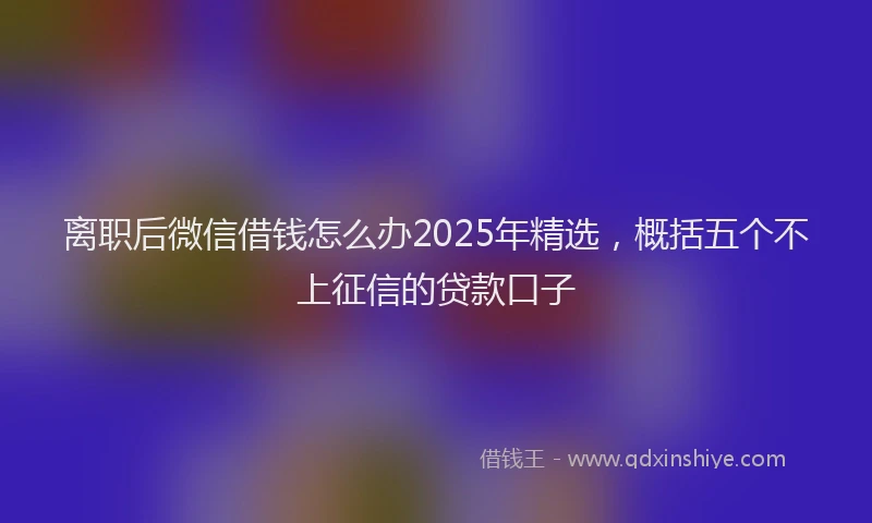 离职后微信借钱怎么办2025年精选，概括五个不上征信的贷款口子