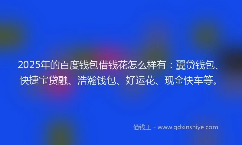 2025年的百度钱包借钱花怎么样有：翼贷钱包、快捷宝贷融、浩瀚钱包、好运花、现金快车等。