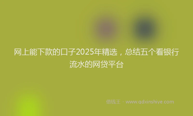 网上能下款的口子2025年精选，总结五个看银行流水的网贷平台