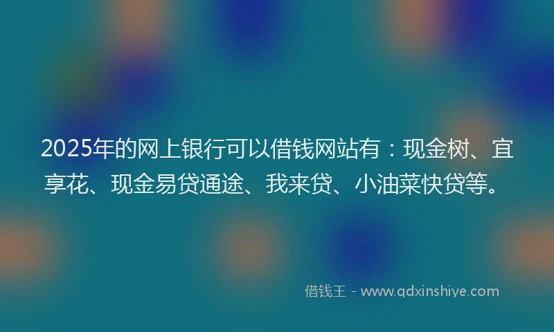 2025年的网上银行可以借钱网站有：现金树、宜享花、现金易贷通途、我来贷、小油菜快贷等。