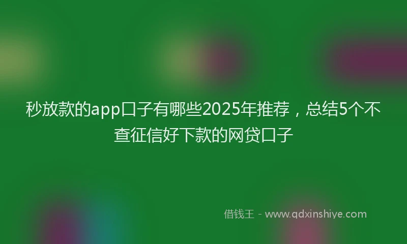 秒放款的app口子有哪些2025年推荐，总结5个不查征信好下款的网贷口子