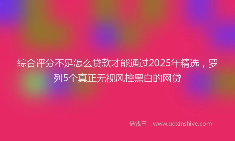 综合评分不足怎么贷款才能通过2025年精选，罗列5个真正无视风控黑白的网贷
