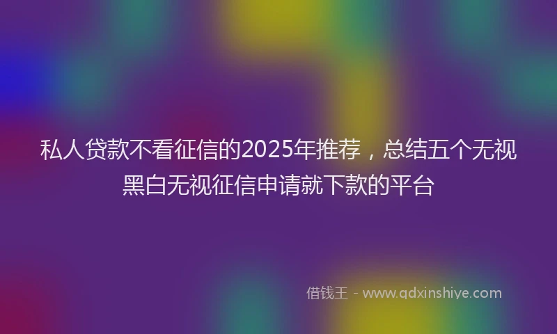 私人贷款不看征信的2025年推荐，总结五个无视黑白无视征信申请就下款的平台