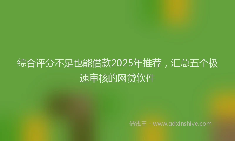 综合评分不足也能借款2025年推荐，汇总五个极速审核的网贷软件
