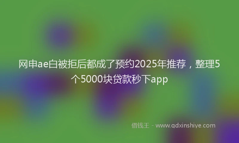 网申ae白被拒后都成了预约2025年推荐，整理5个5000块贷款秒下app