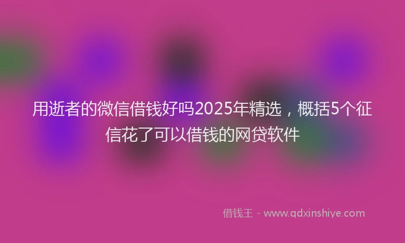 用逝者的微信借钱好吗2025年精选，概括5个征信花了可以借钱的网贷软件
