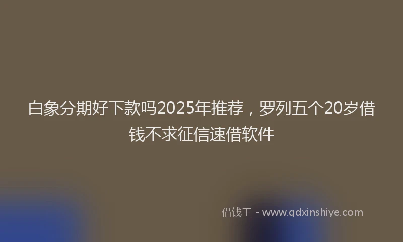 白象分期好下款吗2025年推荐，罗列五个20岁借钱不求征信速借软件