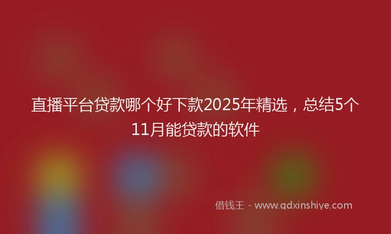 直播平台贷款哪个好下款2025年精选，总结5个11月能贷款的软件