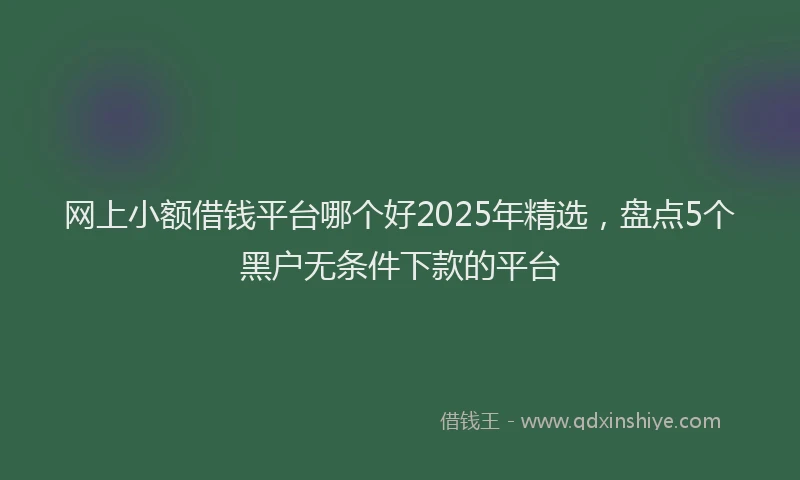 网上小额借钱平台哪个好2025年精选，盘点5个黑户无条件下款的平台