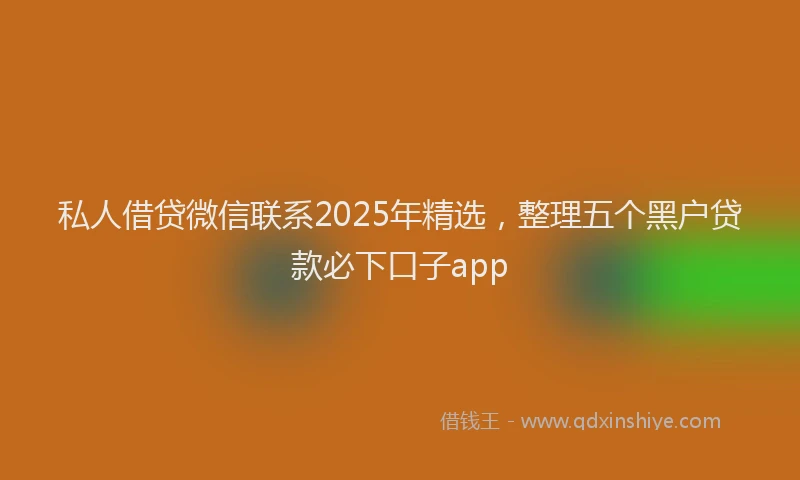 私人借贷微信联系2025年精选，整理五个黑户贷款必下口子app
