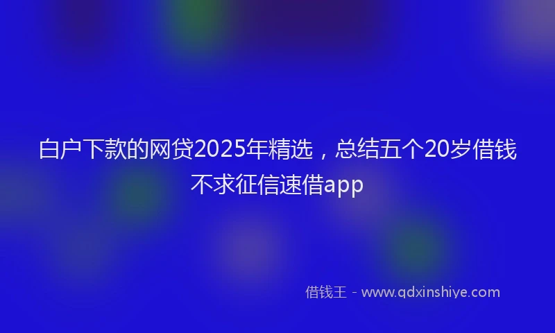 白户下款的网贷2025年精选，总结五个20岁借钱不求征信速借app
