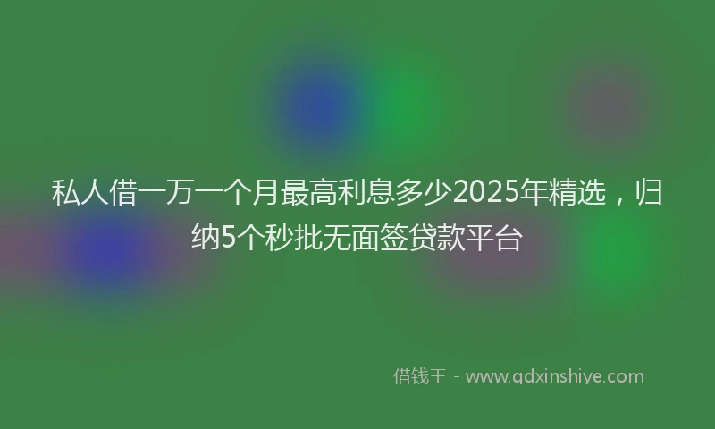 私人借一万一个月最高利息多少2025年精选，归纳5个秒批无面签贷款平台