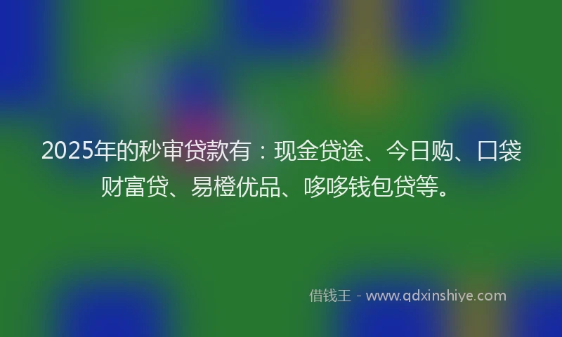 2025年的秒审贷款有：现金贷途、今日购、口袋财富贷、易橙优品、哆哆钱包贷等。
