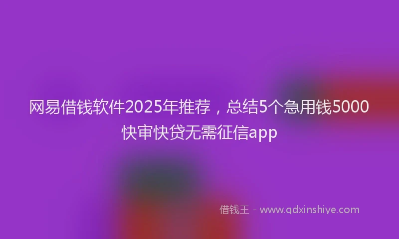 网易借钱软件2025年推荐，总结5个急用钱5000快审快贷无需征信app