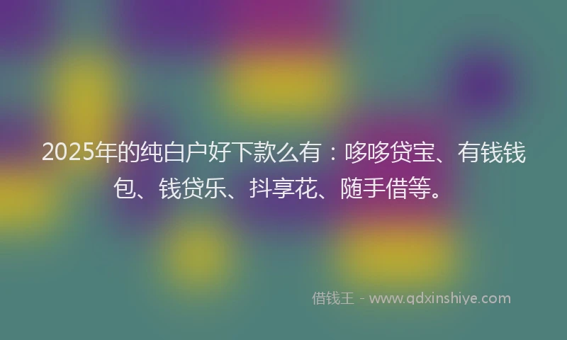 2025年的纯白户好下款么有：哆哆贷宝、有钱钱包、钱贷乐、抖享花、随手借等。