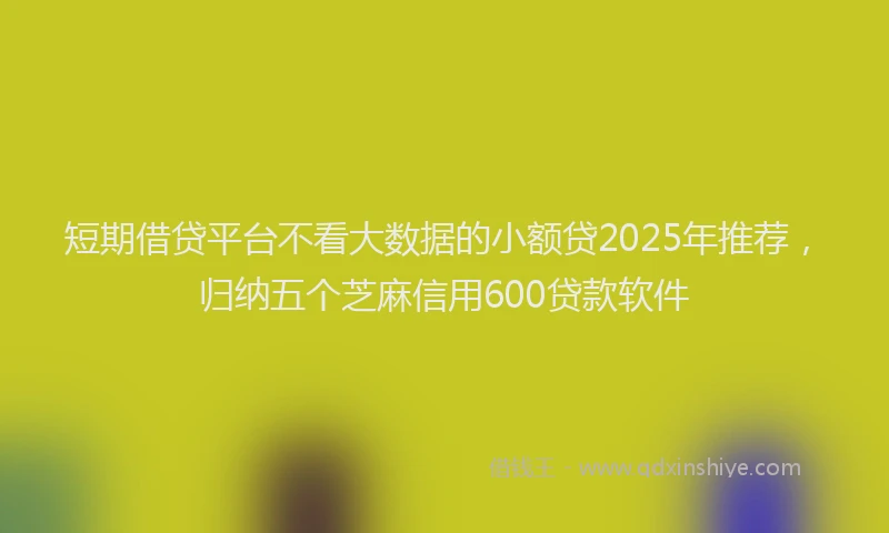短期借贷平台不看大数据的小额贷2025年推荐，归纳五个芝麻信用600贷款软件