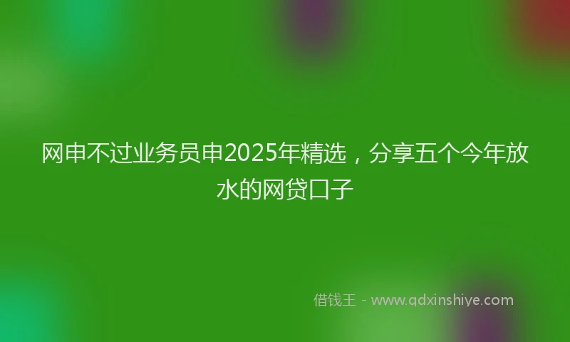 网申不过业务员申2025年精选，分享五个今年放水的网贷口子