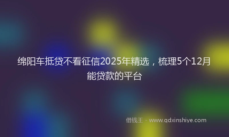 绵阳车抵贷不看征信2025年精选，梳理5个12月能贷款的平台