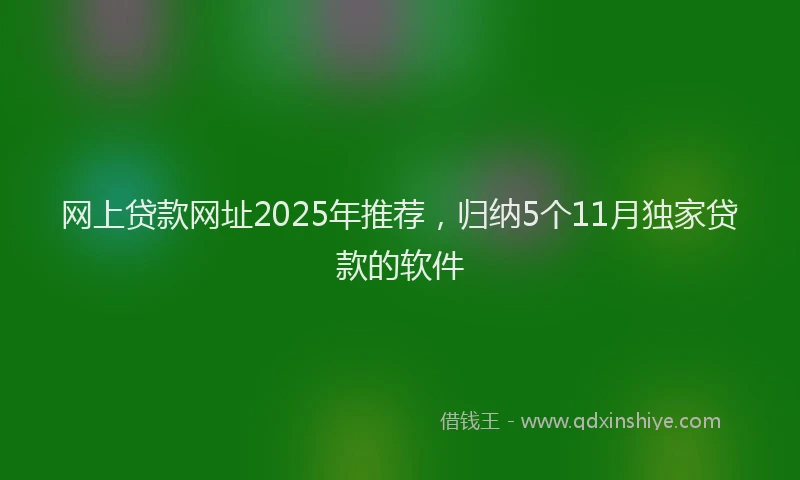 网上贷款网址2025年推荐，归纳5个11月独家贷款的软件