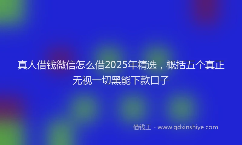 真人借钱微信怎么借2025年精选，概括五个真正无视一切黑能下款口子