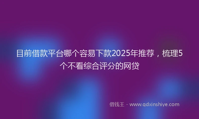 目前借款平台哪个容易下款2025年推荐，梳理5个不看综合评分的网贷