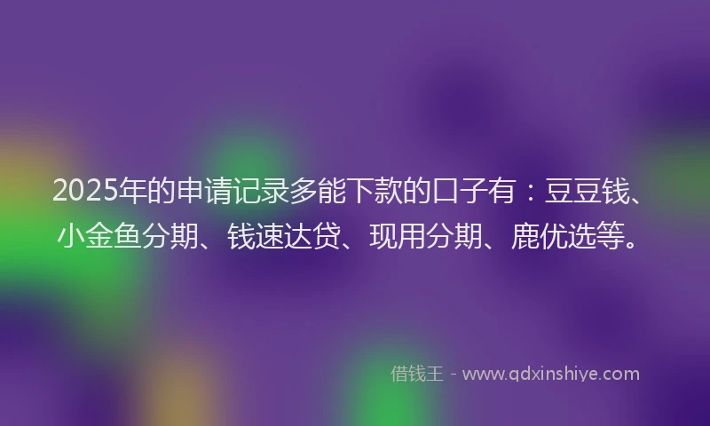 2025年的申请记录多能下款的口子有：豆豆钱、小金鱼分期、钱速达贷、现用分期、鹿优选等。