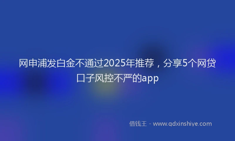 网申浦发白金不通过2025年推荐，分享5个网贷口子风控不严的app