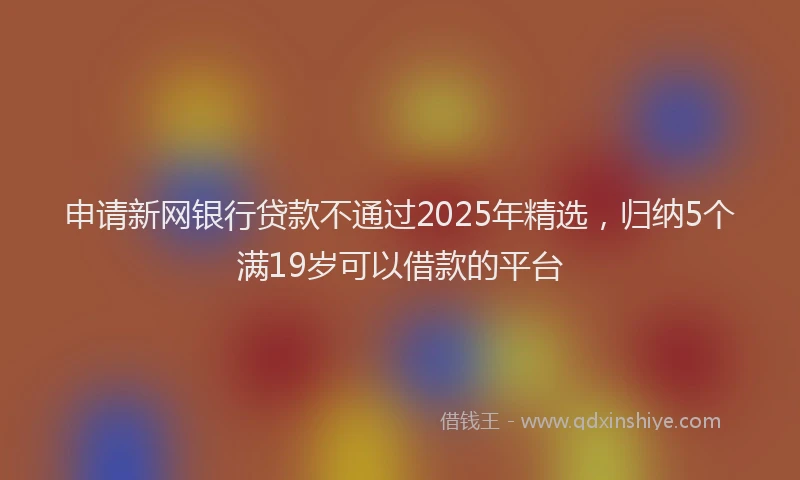 申请新网银行贷款不通过2025年精选，归纳5个满19岁可以借款的平台